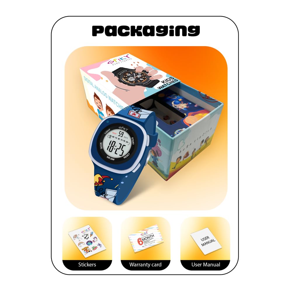 SPIKY Digital Sports Watch for Kids | Multifunctional, Luminous Display, Alarm | Water Resistant & Printed Silicone Strap | Best Birthday Gift Wrist Watches for Girls & Boys | Age 2-14 yrs