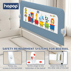 Hopop Baby Bed Rail Guard for Baby Safety | Bed Railing for Safety | Foldable Single Bed Side Protector for Falling | Adjustable Height | Bed Rails |183cm x 69 cm | Blue