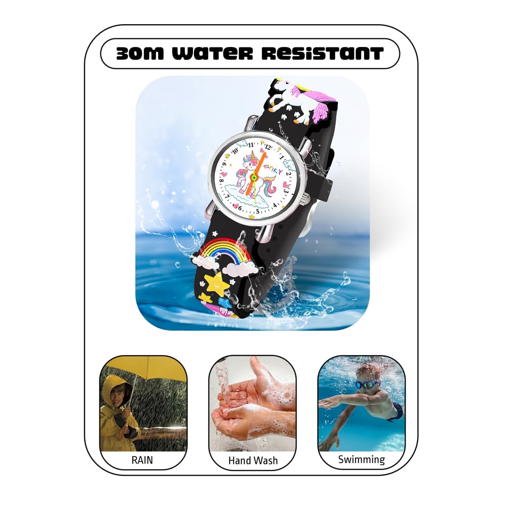 SPIKY Analog Watch for Kids | Unicorn Designer Printed Strap | Water Resistant | Stylish Unisex Best Birthday Gift | Analogue Wrist Watches for Girls & Boys | Age 2-14 yrs