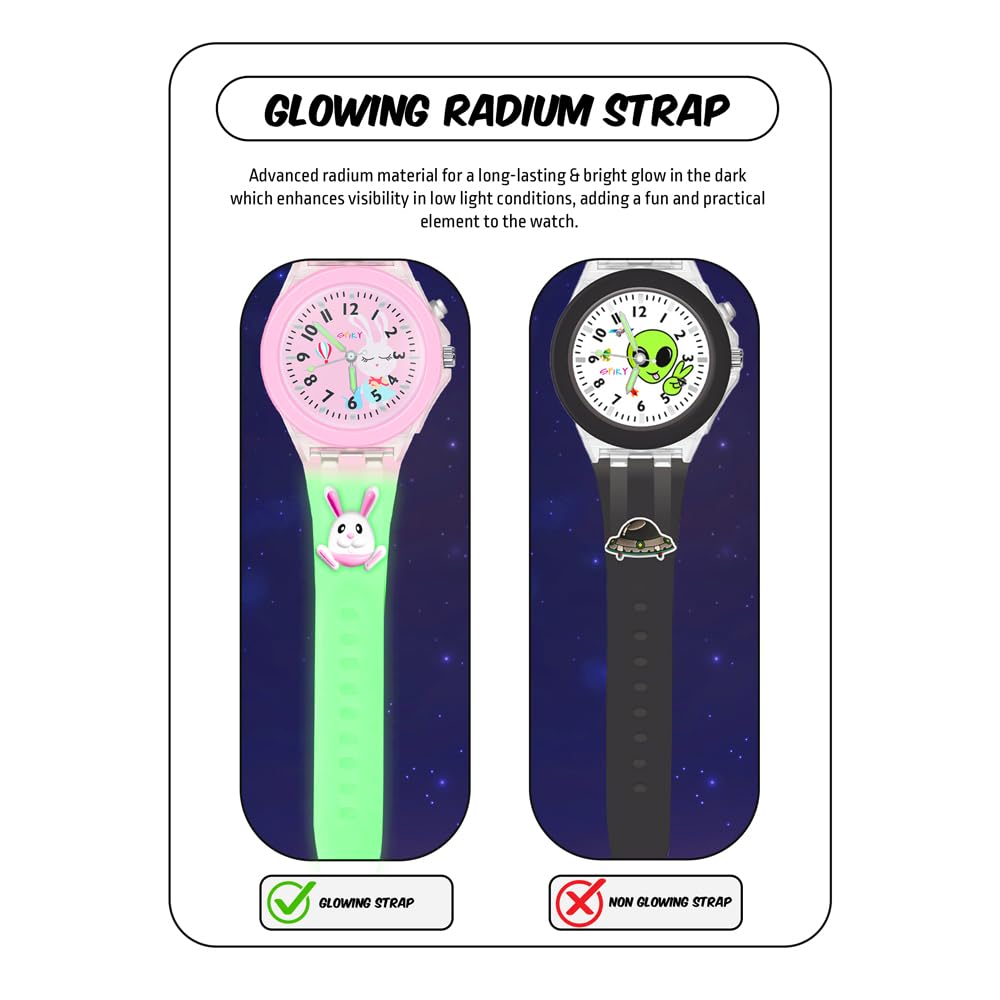 SPIKY Analog Watch for Kids | 3D Cartoon | 7 Multicolor LED Luminous Lights with Silicone Strap | Unisex Best Birthday Gift | Analogue Wrist Watches for Boys & Girls | Age 3-10 yrs
