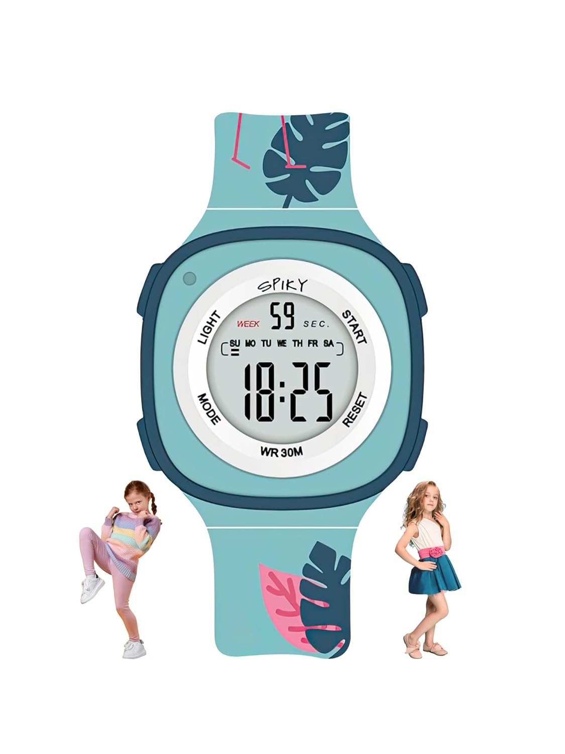 SPIKY Digital Sports Watch for Kids | Multifunctional, Luminous Display, Alarm | Water Resistant & Printed Silicone Strap | Best Birthday Gift Wrist Watches for Girls & Boys | Age 2-14 yrs