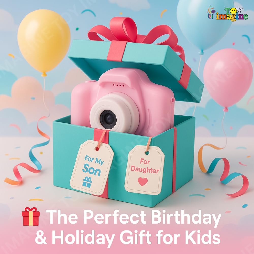 Toy Imagine Kids Digital Camera | 1080p Video & 3.0MP Photos | 2-Inch Screen, USB Rechargeable & Portable | Fun Mini Toy Camera for Boys & Girls Age 3–10 | Educational Birthday Gift(Pink)