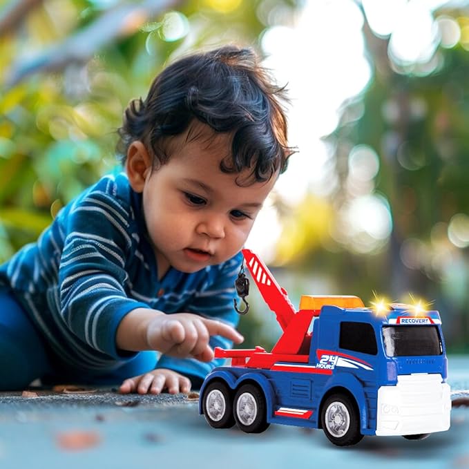 Dickie Tow Truck Car Toy for Kids Construction Site Vehicle Playset Realistic Design with Sound & Lights Mechanic Themed Interactive Role Play Toys