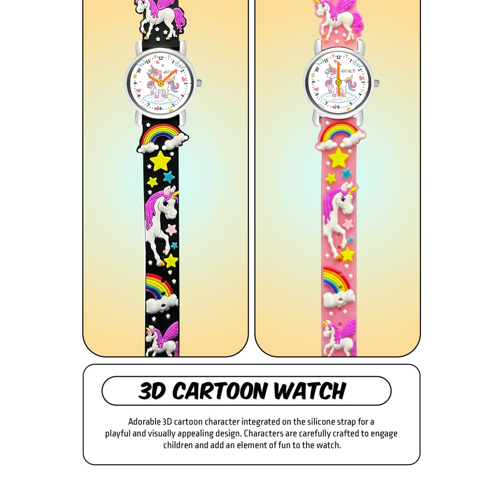 SPIKY Analog Watch for Kids | Unicorn Designer Printed Strap | Water Resistant | Stylish Unisex Best Birthday Gift | Analogue Wrist Watches for Girls & Boys | Age 2-14 yrs