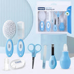 Hopop Grooming Kit for Newborn | 7 in 1 Baby Grooming Kit | Suitable for Newborns & Toddlers | Soft Bristle Hair Brush, Rounded Teeth Hair Comb, Nail Scissors, Nail Cutter, Nail File, Nose Cleaner, Finger Toothbrush with protective case | Blue