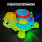 MONKEYTAIL Blow The Ball Turtle Toy for Kids | Air Floating Ball Game with Music & Lights | Fun Sensory Playset for Toddlers | Battery Operated Animal Figure Toy as Birthday Gift for Boys Girls Age 3+