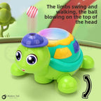 MONKEYTAIL Blow The Ball Turtle Toy for Kids | Air Floating Ball Game with Music & Lights | Fun Sensory Playset for Toddlers | Battery Operated Animal Figure Toy as Birthday Gift for Boys Girls Age 3+