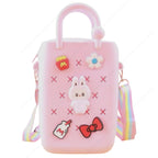 Silicone Sling Beach Tote Bag with Holes, Adjustable Straps, Cyan, Charms Sling Bags