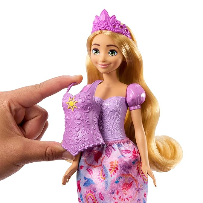 Disney Princess 2-in-1 Stories Rapunzel Fashion Doll with 2 Snap-On Bodices, 2 Skirts & 9 Accessories