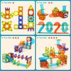 Light Magnetic Tiles Building Blocks for Kids (49 Pc) | 3D Clear STEM Educational Toys| Magnetic Marble Run for Boys & Girls 3 4 5 6 7 8 9+ | Creative Gift, 49 Pieces