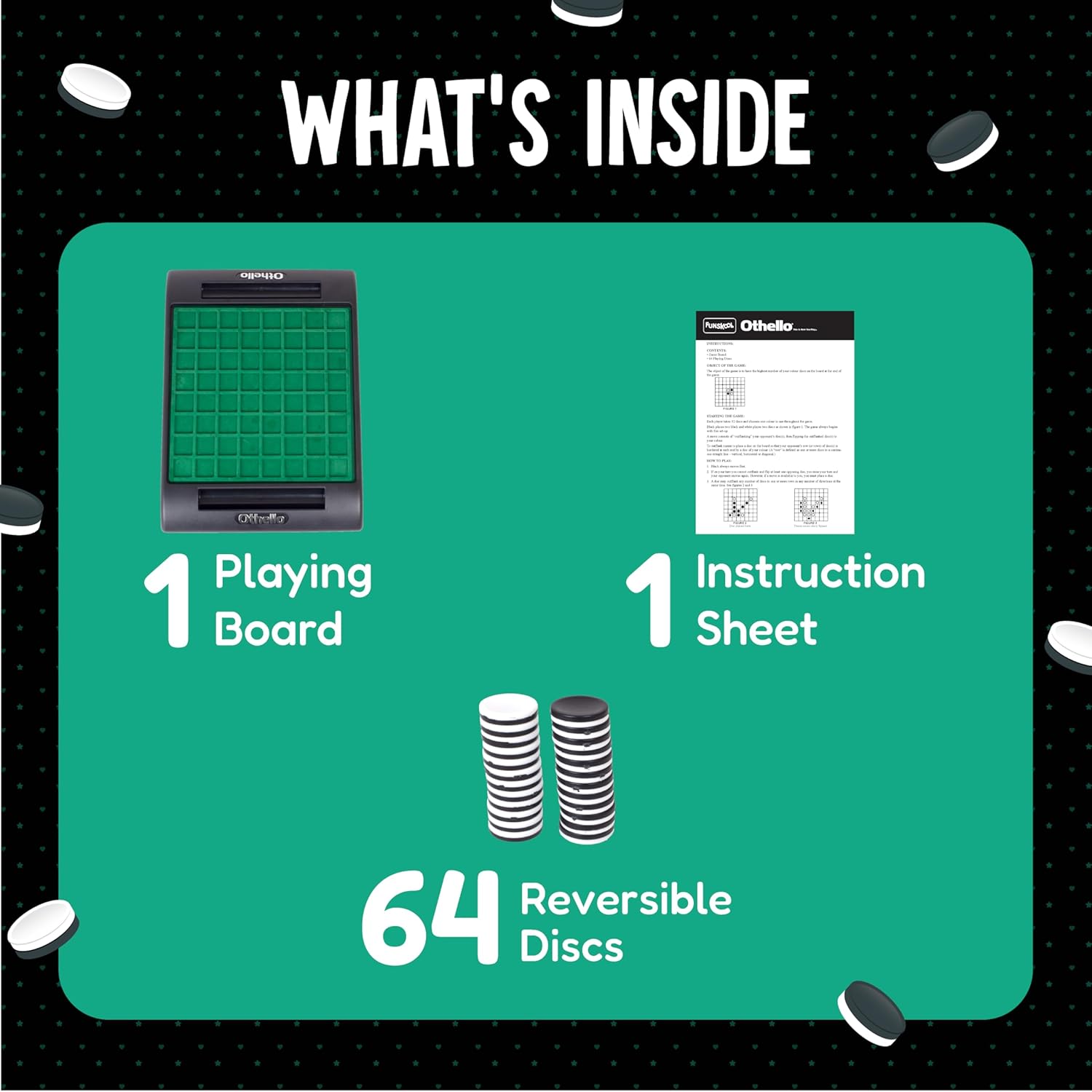 Funskool Othello Classic, Strategy Game, Board Game for Kids, Adults, Families, Educational, Fun, 2 Players, Family Fun, Learning Activity Toy for Childrens, Gift Set for Kid, Ages 7+ Years