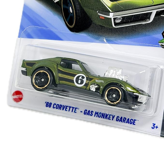 Mattel Hot Wheels '68 Corvette Gas Monkey Garage, Green, HW Dream Garage Collection 5/5, 134/250