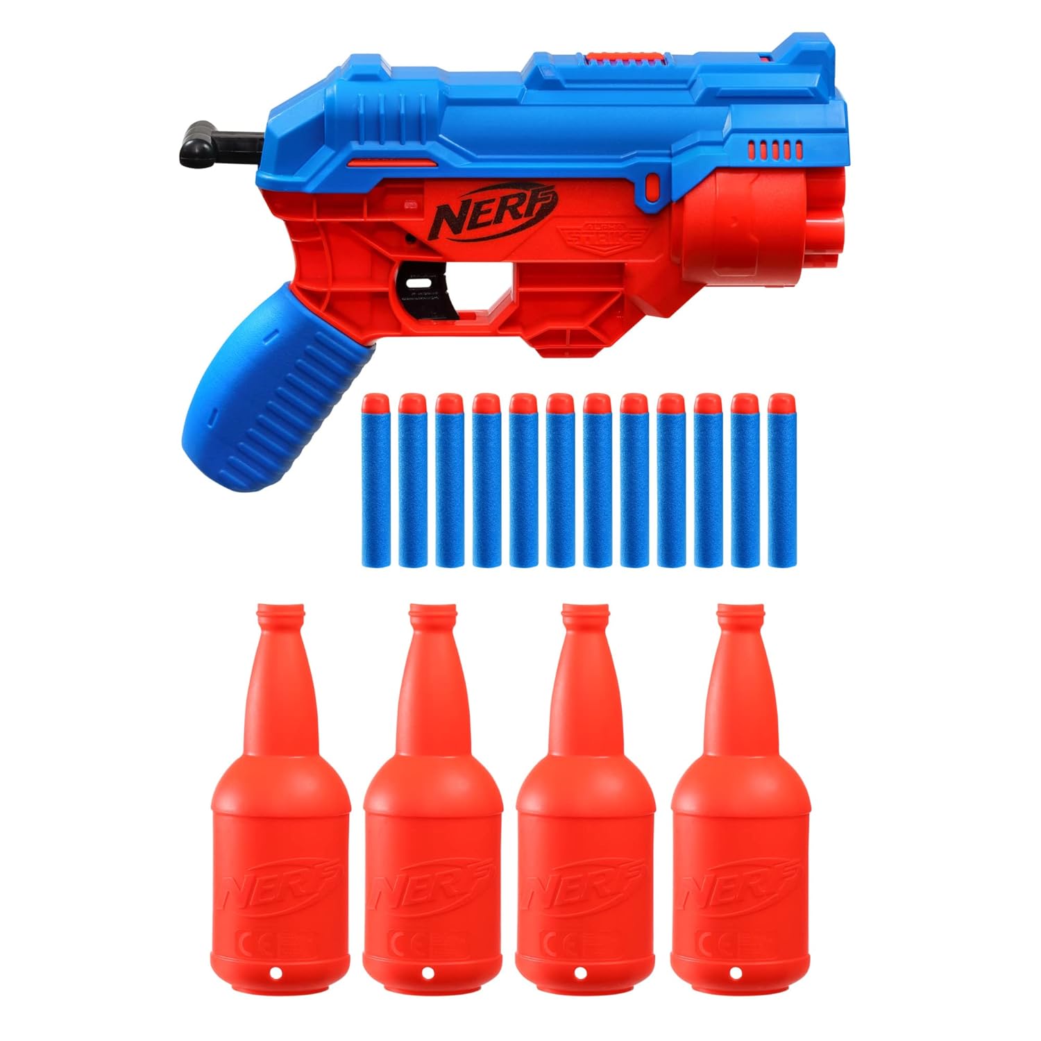Nerf Alpha Strike Claw Qs-4 Blaster 4 Official Nerf Elite Foam Darts,Multicolor
