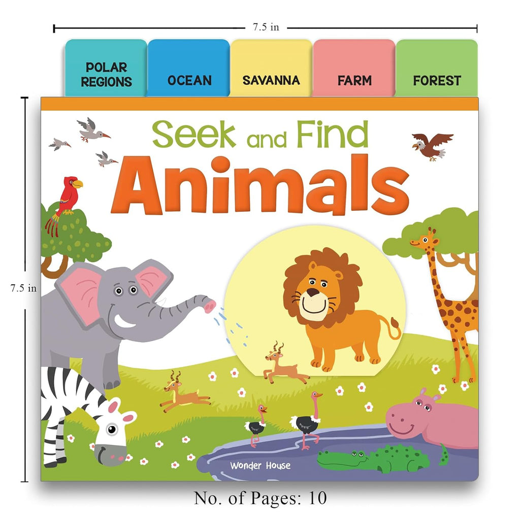 Seek And Find - Animals : Early Learning Board Books With Tabs