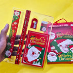 Christmas Stationery Giftset (Pack of 6 Items) 1 Eraser, 1 Sharpener, 1 Scale, 1 Diary, 2 Pencils for Kids