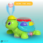 MONKEYTAIL Blow The Ball Turtle Toy for Kids | Air Floating Ball Game with Music & Lights | Fun Sensory Playset for Toddlers | Battery Operated Animal Figure Toy as Birthday Gift for Boys Girls Age 3+
