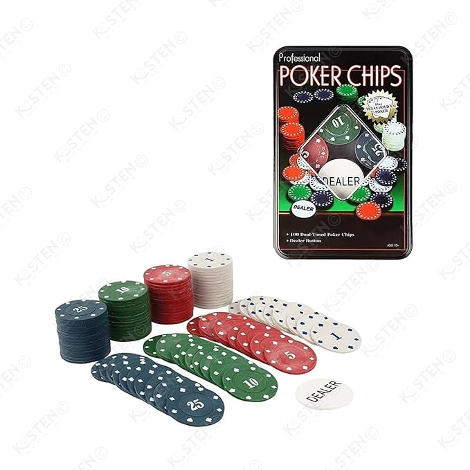 Kosten Professional Poker Set - 100PCS Multicolor Chips with Playing Cards - Casino Style Poker Game for Home, Parties & Game Nights