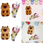 Shoulder Bag for Kids Capybara Wallet Travel Bag Zipper Silicone Bag Dark Brown