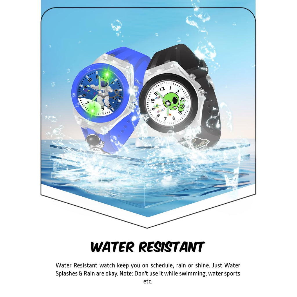 SPIKY Analog Watch for Kids | 3D Cartoon | 7 Multicolor LED Luminous Lights with Silicone Strap | Unisex Best Birthday Gift | Analogue Wrist Watches for Boys & Girls | Age 3-10 yrs