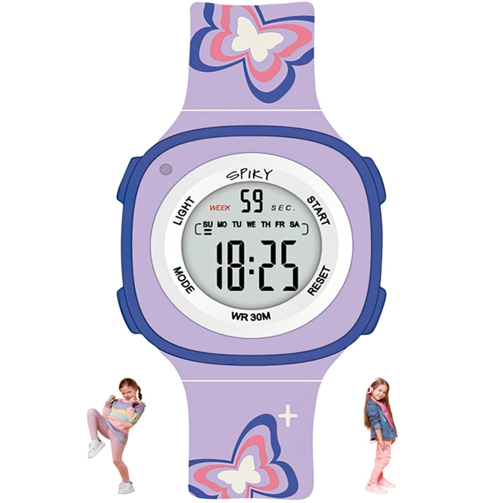 SPIKY Digital Sports Watch for Kids | Multifunctional, Luminous Display, Alarm | Water Resistant & Printed Silicone Strap | Best Birthday Gift Wrist Watches for Girls & Boys | Age 2-14 yrs