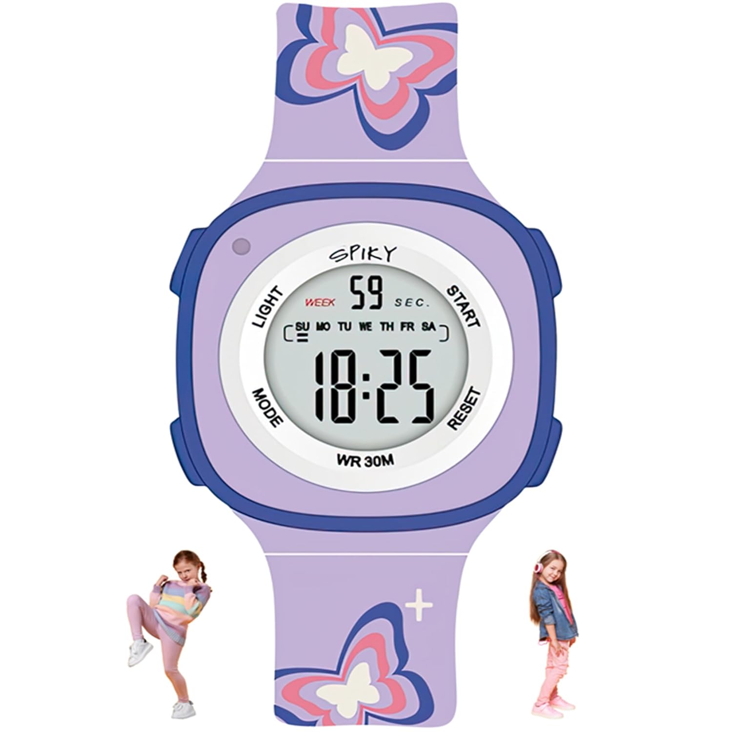 SPIKY Digital Sports Watch for Kids | Multifunctional, Luminous Display, Alarm | Water Resistant & Printed Silicone Strap | Best Birthday Gift Wrist Watches for Girls & Boys | Age 2-14 yrs