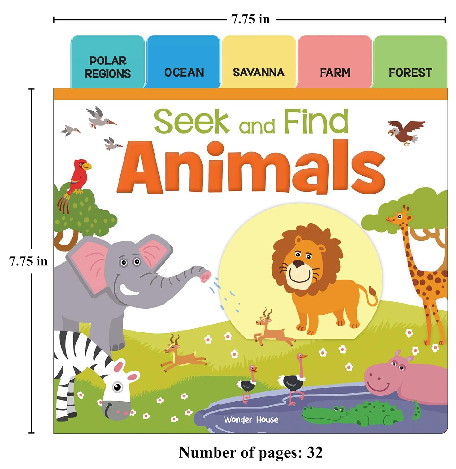 Seek And Find - Animals : Early Learning Board Books With Tabs