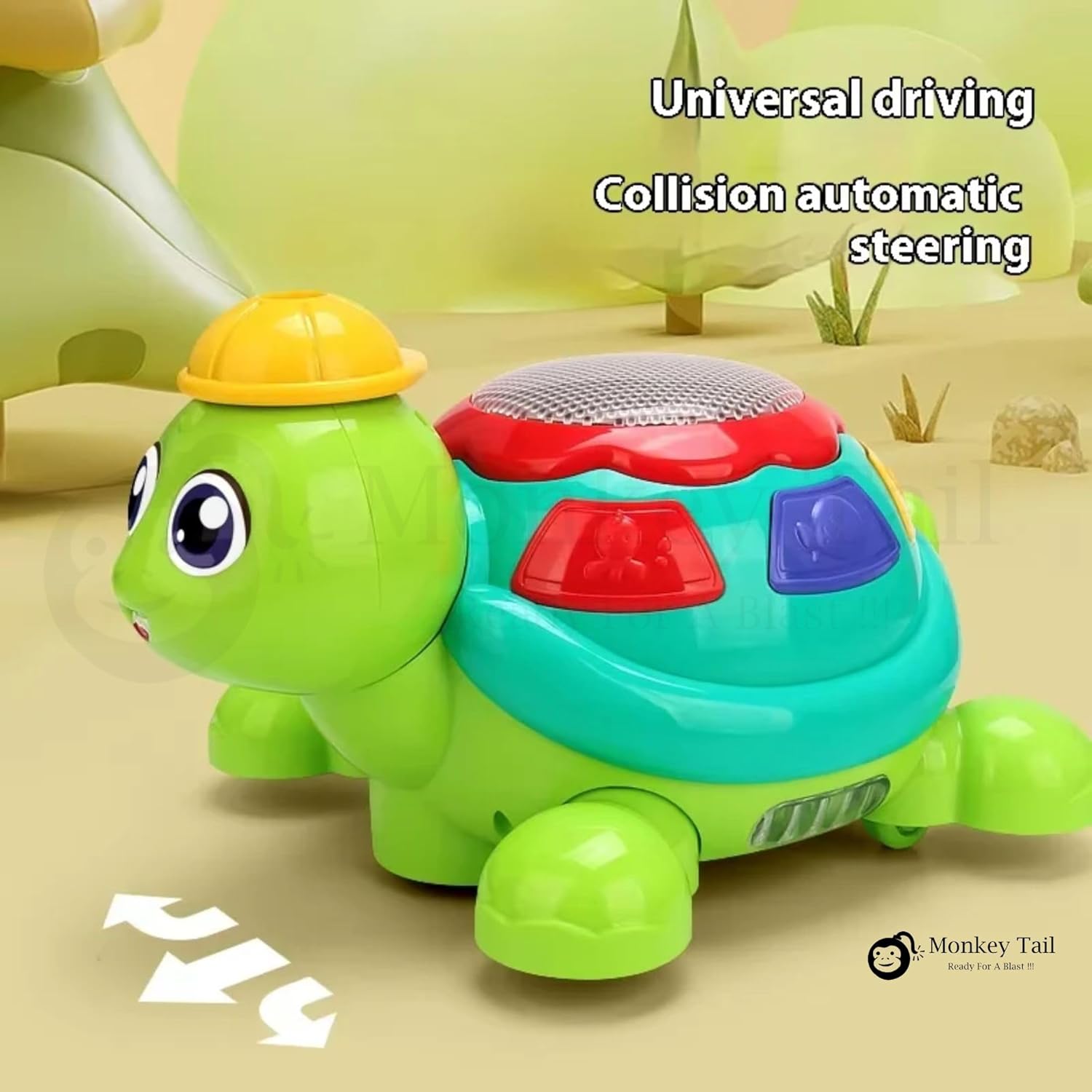 MONKEYTAIL Blow The Ball Turtle Toy for Kids | Air Floating Ball Game with Music & Lights | Fun Sensory Playset for Toddlers | Battery Operated Animal Figure Toy as Birthday Gift for Boys Girls Age 3+