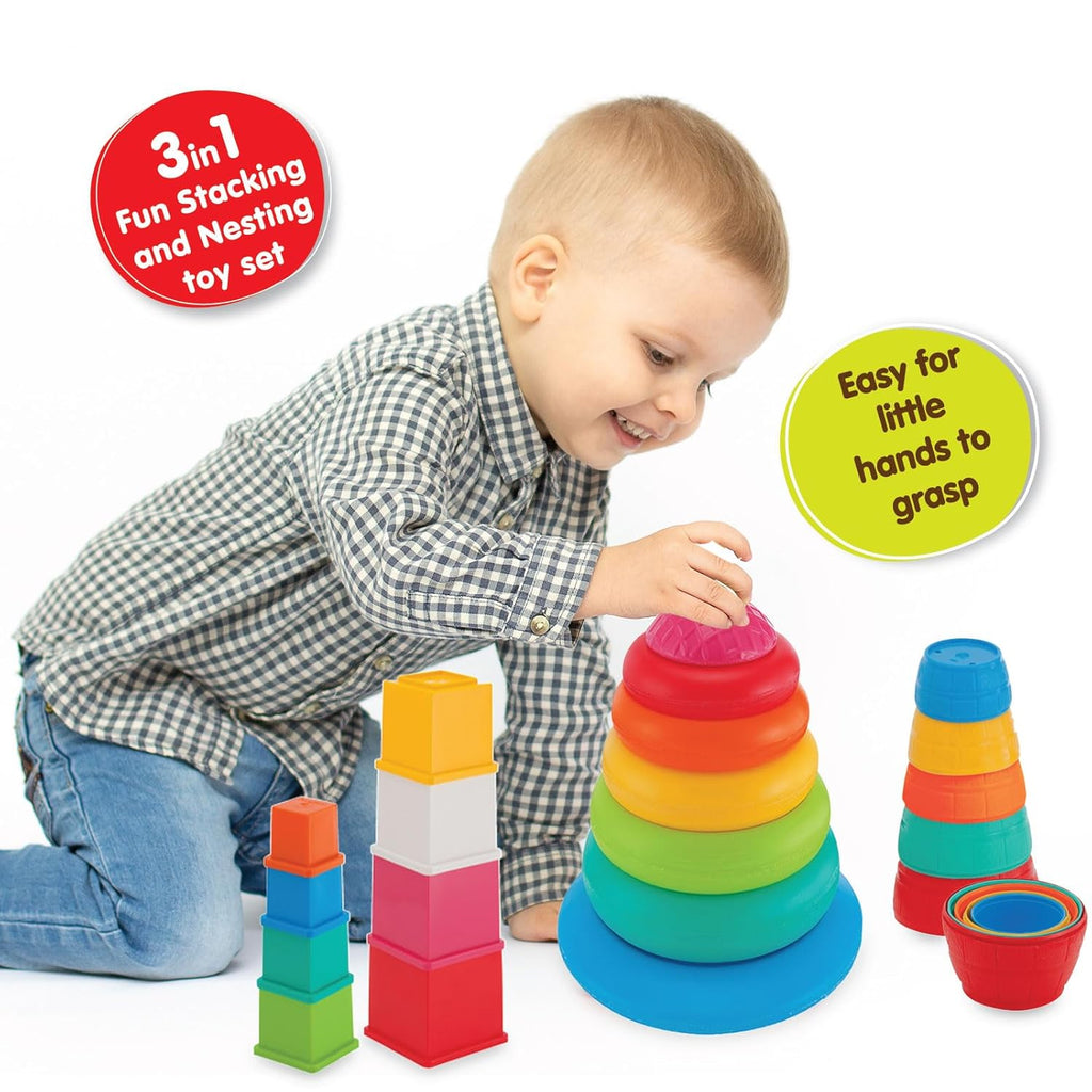 Giggles Funskool Stack N Nest, Nesting & Stackable Toy Blocks for Kids, Encourages Learning & Development, Fun Activity for Babies, Gift Set for Kid, Age 6+ Months
