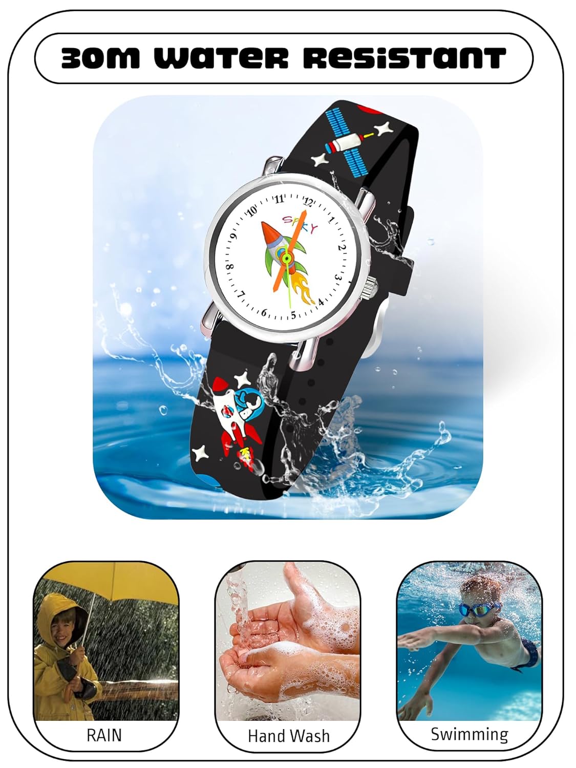 SPIKY Analog Watch for Kids | Unicorn Designer Printed Strap | Water Resistant | Stylish Unisex Best Birthday Gift | Analogue Wrist Watches for Girls & Boys | Age 2-14 yrs