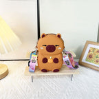 Shoulder Bag for Kids Capybara Wallet Travel Bag Zipper Silicone Bag Dark Brown