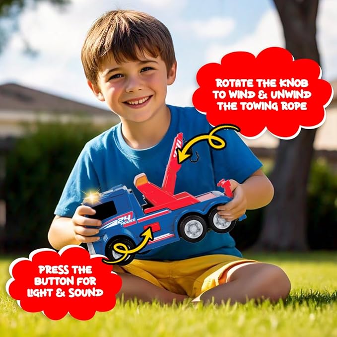 Dickie Tow Truck Car Toy for Kids Construction Site Vehicle Playset Realistic Design with Sound & Lights Mechanic Themed Interactive Role Play Toys