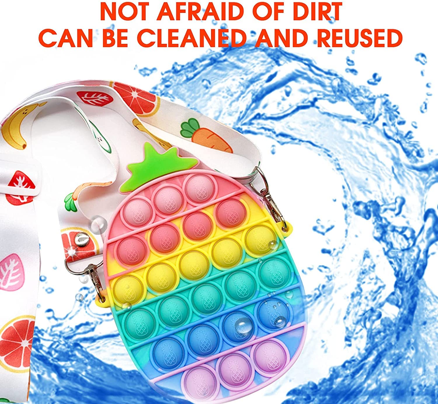 Pop it Pineapple Bag Kid's and Women's Sensory Silicone Pineapple Bag Pop it Party Shoulder Backpack for Fidget Toys for Anxiety Stress Relief, Return Gifts Pop it Rakhi Fidget (Pineapple Bag)