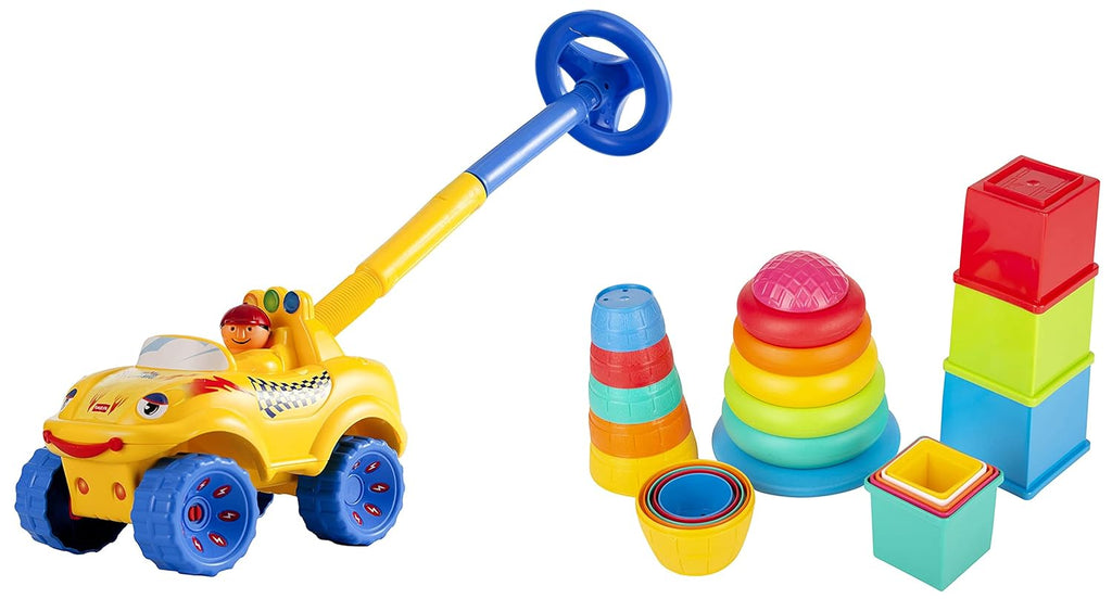 Giggles Funskool Walk N Drive Truck, Fun & Development Toy for Babies, Encourage Walking in Infants, Improve Balance & Coordination, Stimulate Senses, Multicolour, Gift Set for Kids, Ages 18+ Months