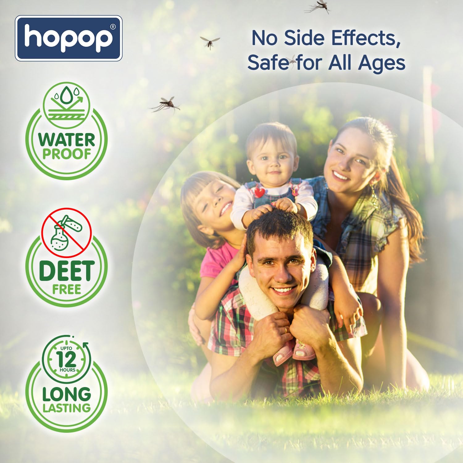 Hopop Mosquito Repellent Patches | MoZzbito 100% Natural Baby Mosquito Patches | Upto 12 Hour Protection Mosquito Sticker | Suitable for Kids & Adults | Deet Free | Pack of 24 | Transport