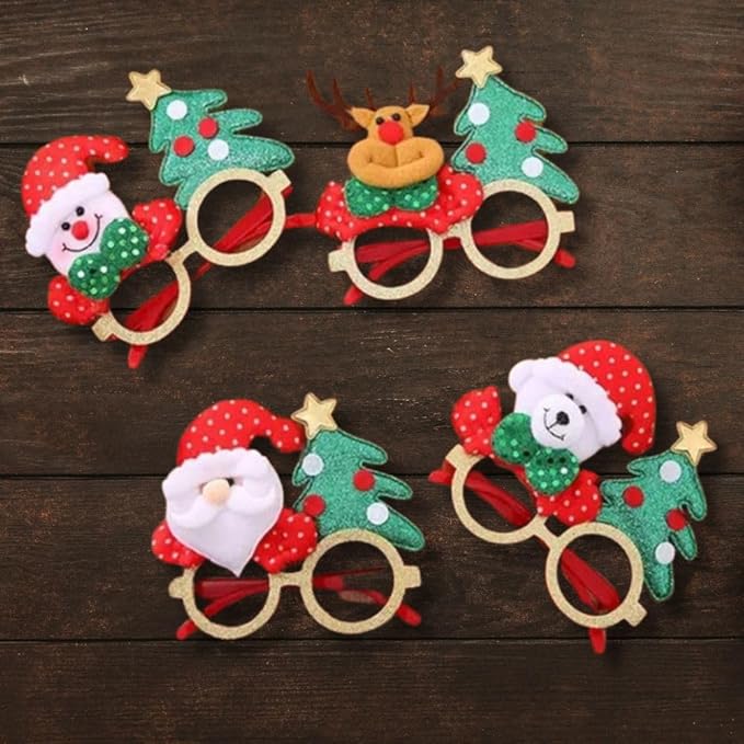 Glitter Reindeer Christmas Goggles Eye Glasses Xmas Party Props Costume Favors Christmas Gift For Kids Xmas Party Accessories Unisex celebration item