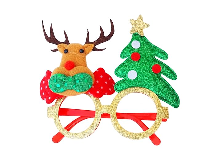 Glitter Reindeer Christmas Goggles Eye Glasses Xmas Party Props Costume Favors Christmas Gift For Kids Xmas Party Accessories Unisex celebration item