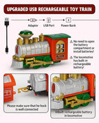 FunBlast Christmas Musical Train Set – 22 Pcs Electric Track Train with Real Water Smoke, Rechargeable Battery, LED Lights and Music, Santa, Bell & Tree Decoration Items for 3+ Years Kids, Boys, Girls