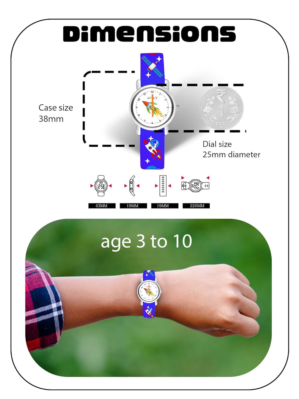 SPIKY Analog Watch for Kids | Unicorn Designer Printed Strap | Water Resistant | Stylish Unisex Best Birthday Gift | Analogue Wrist Watches for Girls & Boys | Age 2-14 yrs