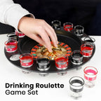 Roulette Drinking Game Set, 16 Glasses with 2 Balls, Black & Red, Casino Style