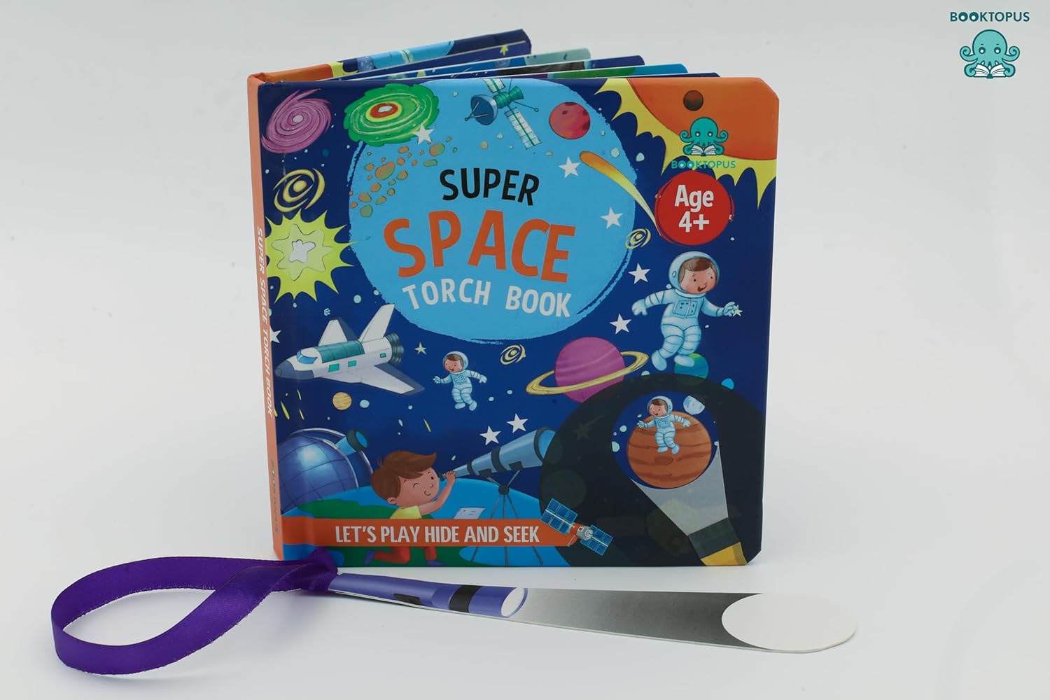 Booktopus Torch Discovery Book - Super Space Hidden Picture Book with Torch - Learning Activity Books for Kids 4+ Years - Interactive Book