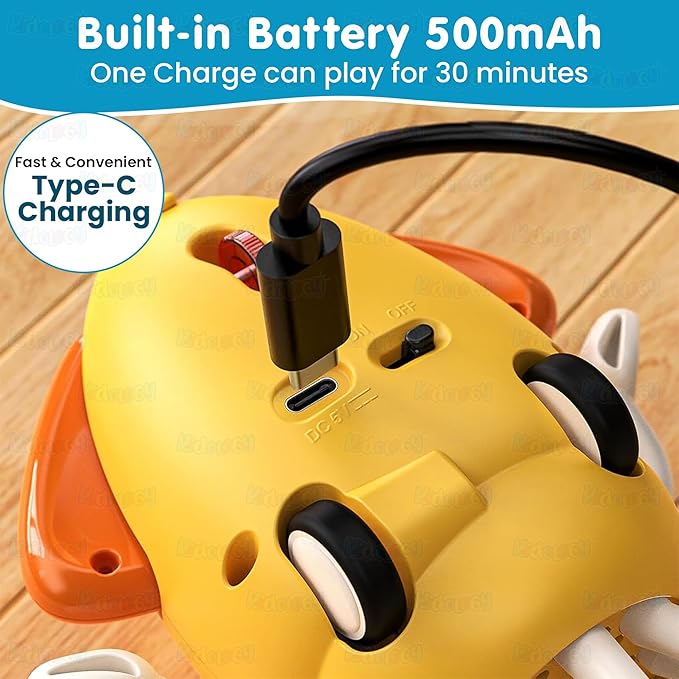 Dancing Octopus Baby Toy | Electric Crawling & Swinging Squid, Interactive Tummy Time Toy for Kids 3+ Years | Musical & Sensory Fun, Birthday Gifts for Boys & Girls (Yellow)