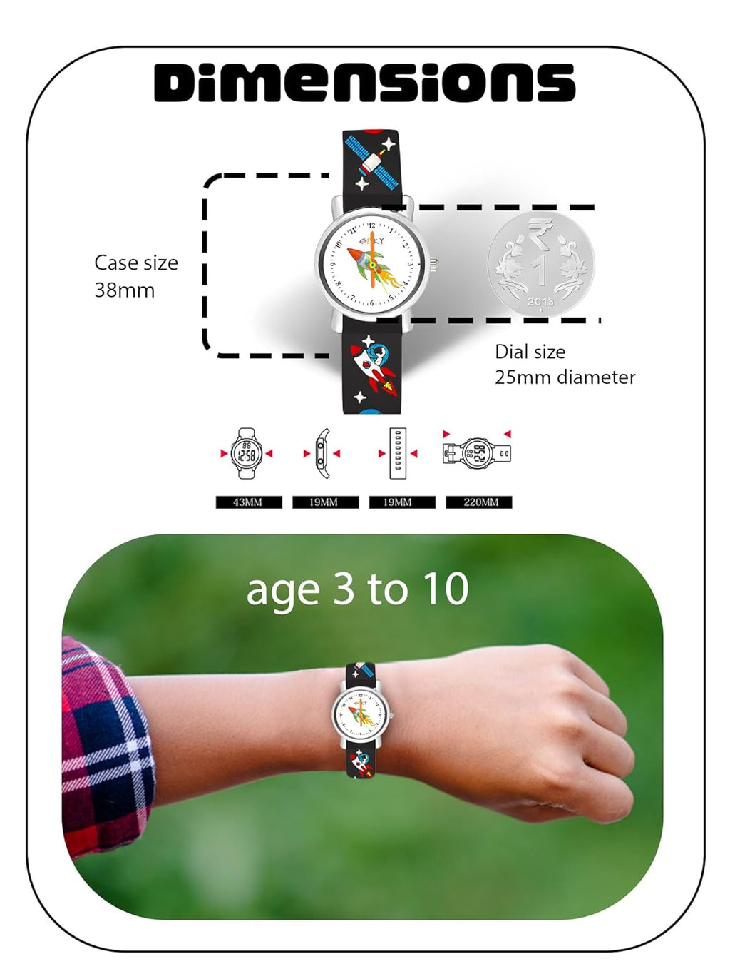 SPIKY Analog Watch for Kids | Unicorn Designer Printed Strap | Water Resistant | Stylish Unisex Best Birthday Gift | Analogue Wrist Watches for Girls & Boys | Age 2-14 yrs