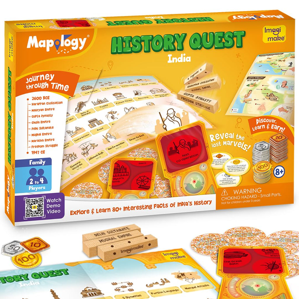 Imagimake Mapology Tales of Ramayana | 3-in-1 Fun Family Board Game | Magnetic Path Puzzle | Ramayana Storybook | Trump Cards| Gifts for Kids Age 8,9,10,11,12