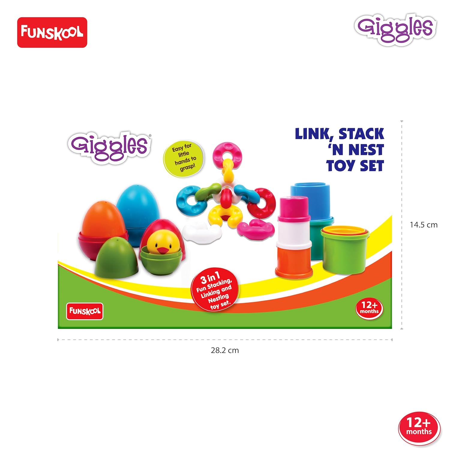Giggles Funskool Stack N Nest, Nesting & Stackable Toy Blocks for Kids, Encourages Learning & Development, Fun Activity for Babies, Gift Set for Kid, Age 6+ Months