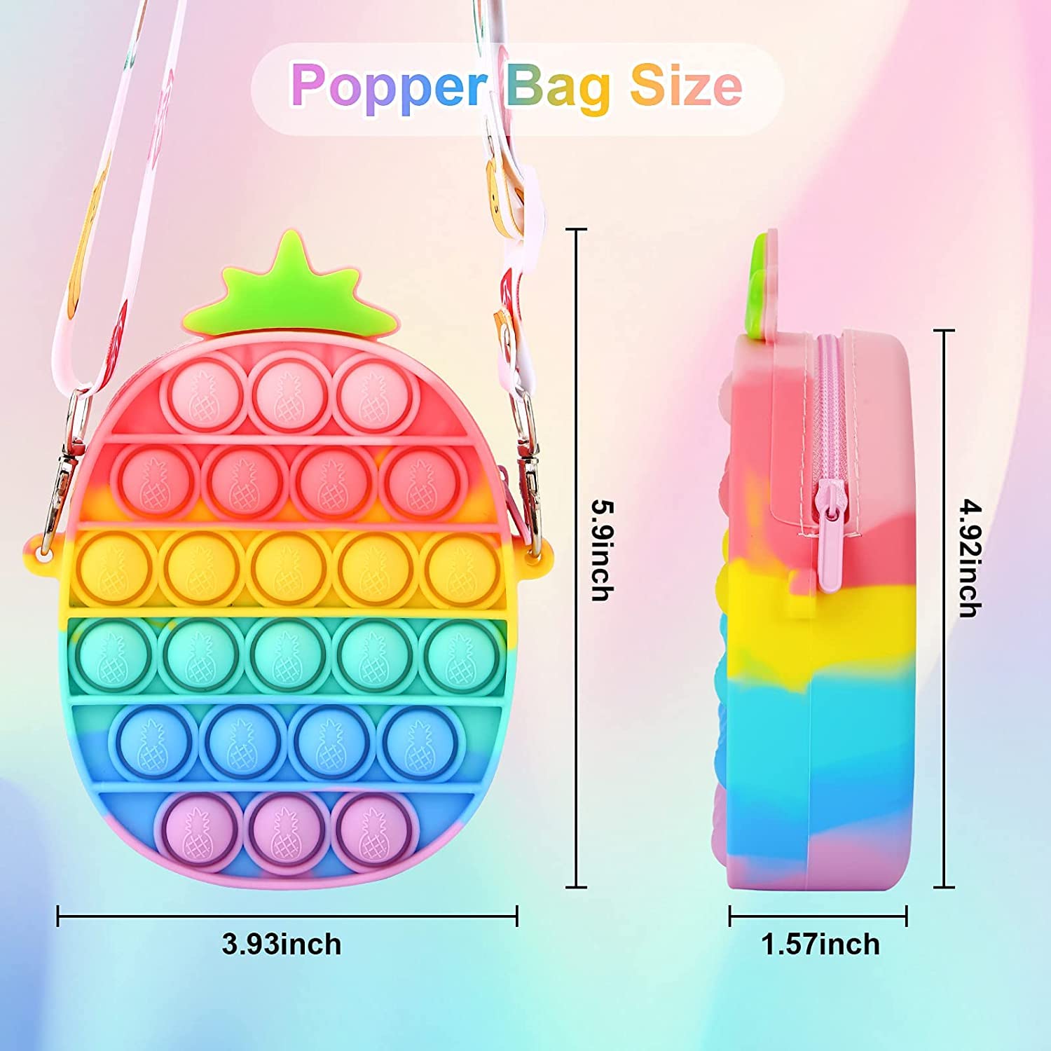 Pop it Pineapple Bag Kid's and Women's Sensory Silicone Pineapple Bag Pop it Party Shoulder Backpack for Fidget Toys for Anxiety Stress Relief, Return Gifts Pop it Rakhi Fidget (Pineapple Bag)