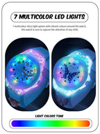 SPIKY Analog Watch for Kids | 3D Cartoon | 7 Multicolor LED Luminous Lights with Silicone Strap | Unisex Best Birthday Gift | Analogue Wrist Watches for Boys & Girls | Age 3-10 yrs