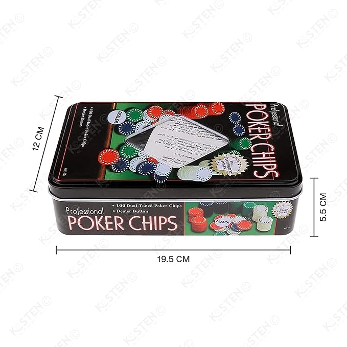 Kosten Professional Poker Set - 100PCS Multicolor Chips with Playing Cards - Casino Style Poker Game for Home, Parties & Game Nights