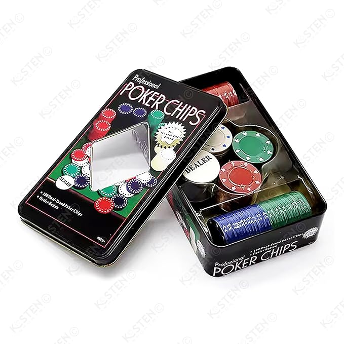 Kosten Professional Poker Set - 100PCS Multicolor Chips with Playing Cards - Casino Style Poker Game for Home, Parties & Game Nights