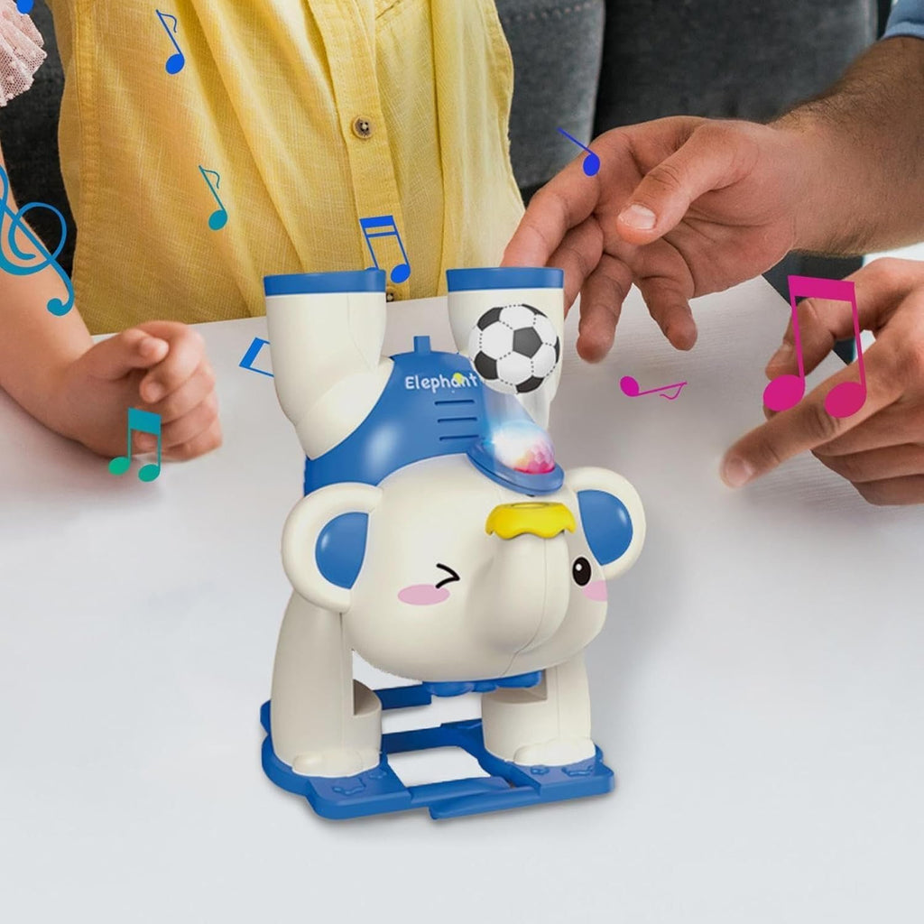 Crackles Light and Sound Musical Upside Down Elephant Toy with Levitating Blowing Floating Ball Crawling Toys for Kids, Electric Walking Toys for 3+ Years -Multi Color