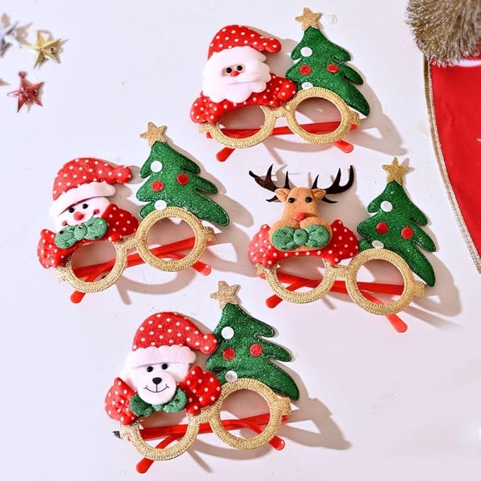 Glitter Reindeer Christmas Goggles Eye Glasses Xmas Party Props Costume Favors Christmas Gift For Kids Xmas Party Accessories Unisex celebration item
